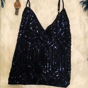Navy Blue Sequin Tank Top Forever 21💎